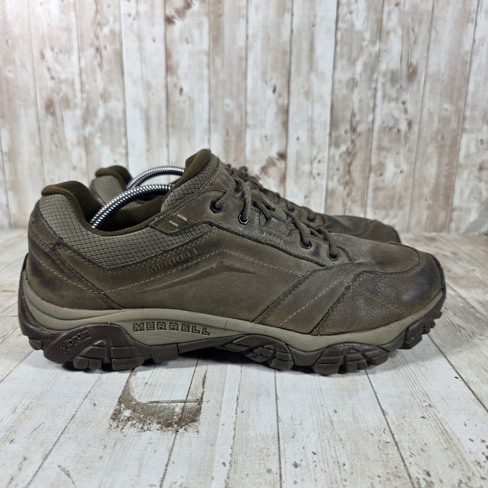 Merrell‎ Boulder Mens Brown Leather Vibram Sole Hiking Shoes J91831 Size 11.5